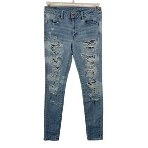 American Eagle Super Stretch Skinny Jeans 12 Light Blue Excellent